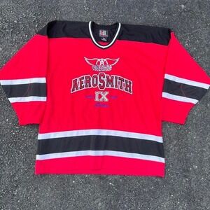 1990s Aerosmith "9 Lives Tour" Graphic Embroidered Hockey Jersey size XL